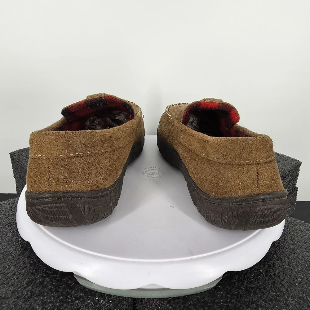 Levi Strauss Men’s Moccasin Slippers Size 7-8 Shoes Tan Suede Buffalo Plaid